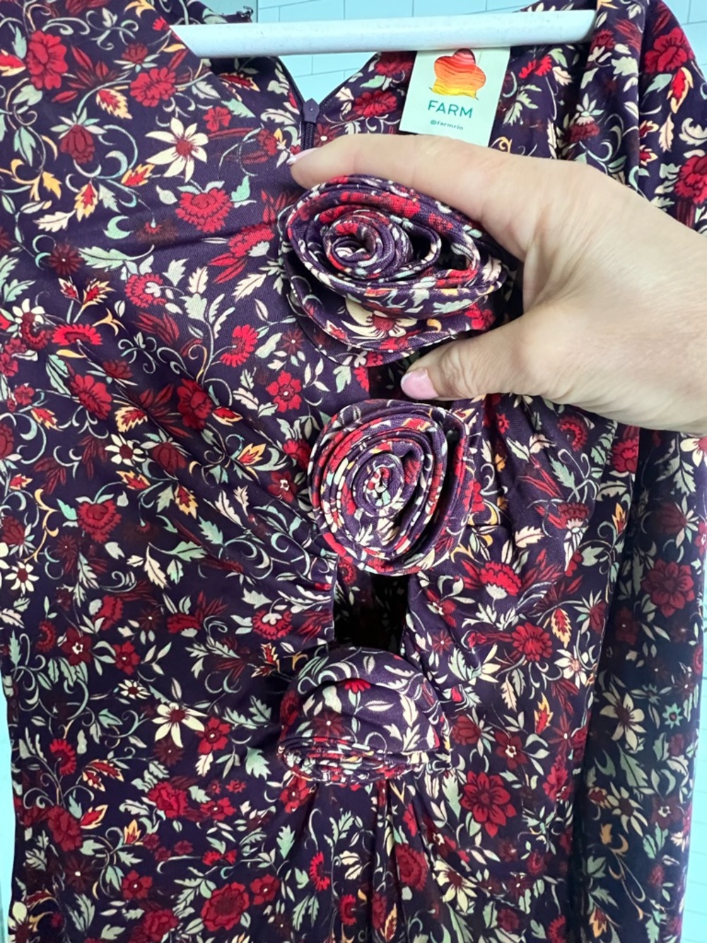 FARM Rio Burgundy Floral Cutout Maxi Dress - Picture 5 of 5